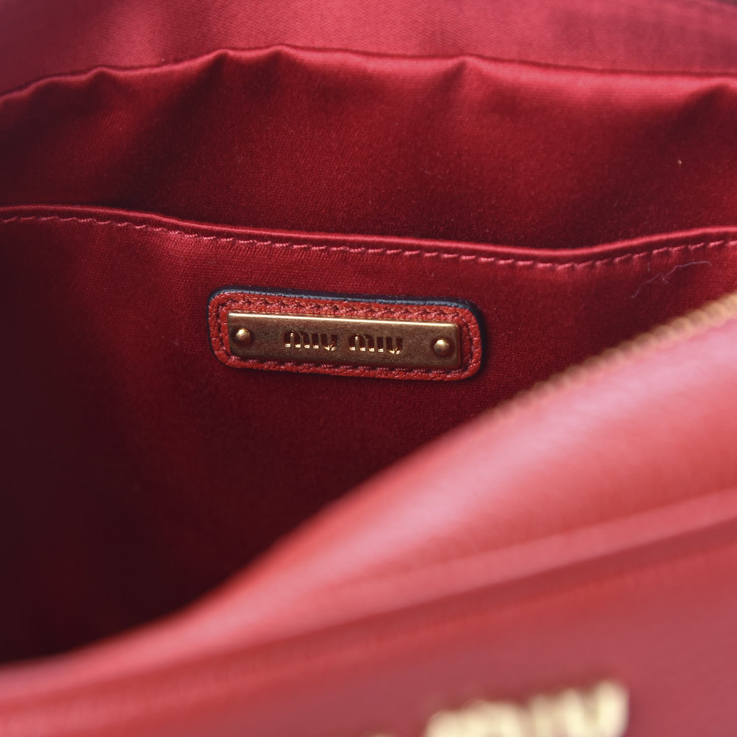 Miu Miu Goatskin Madras Crossbody Bag Rosso 8 of 9
