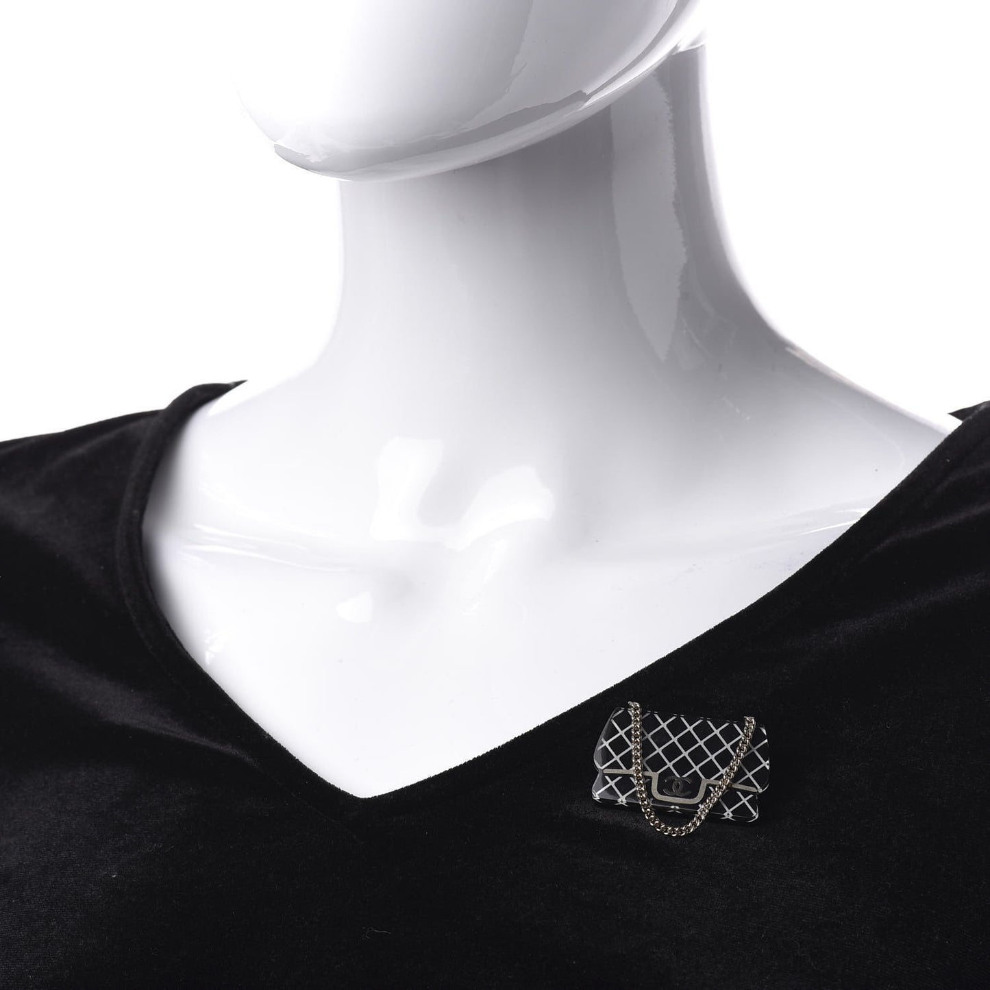 Resin Flap Bag Brooch Gold Black White
