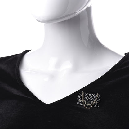 Chanel Resin Flap Bag Brooch Gold Black White 2 of 4