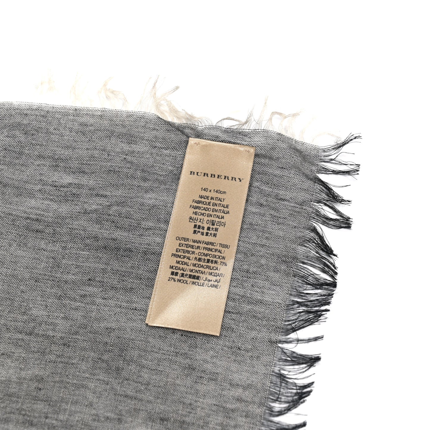 Modal Wool Relaxed Mega Check Square Scarf  Dark Trench