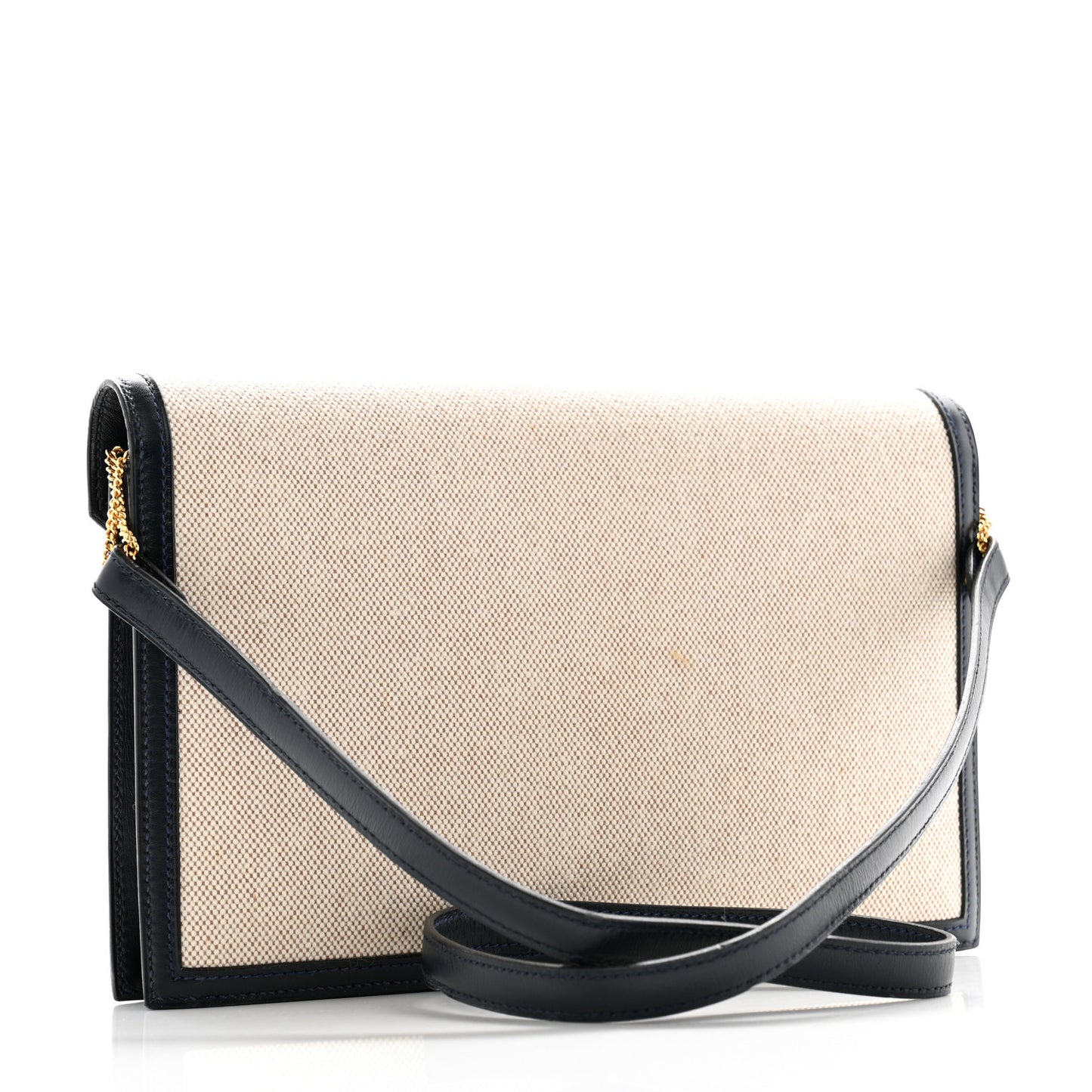 Toile Vache Calfskin Lydie Clutch Natural Bleu Marine