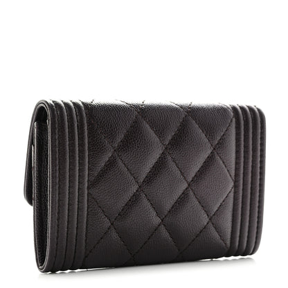 Chanel Caviar Quilted Boy Flap Card Holder Wallet Dark Brown 3 of 9