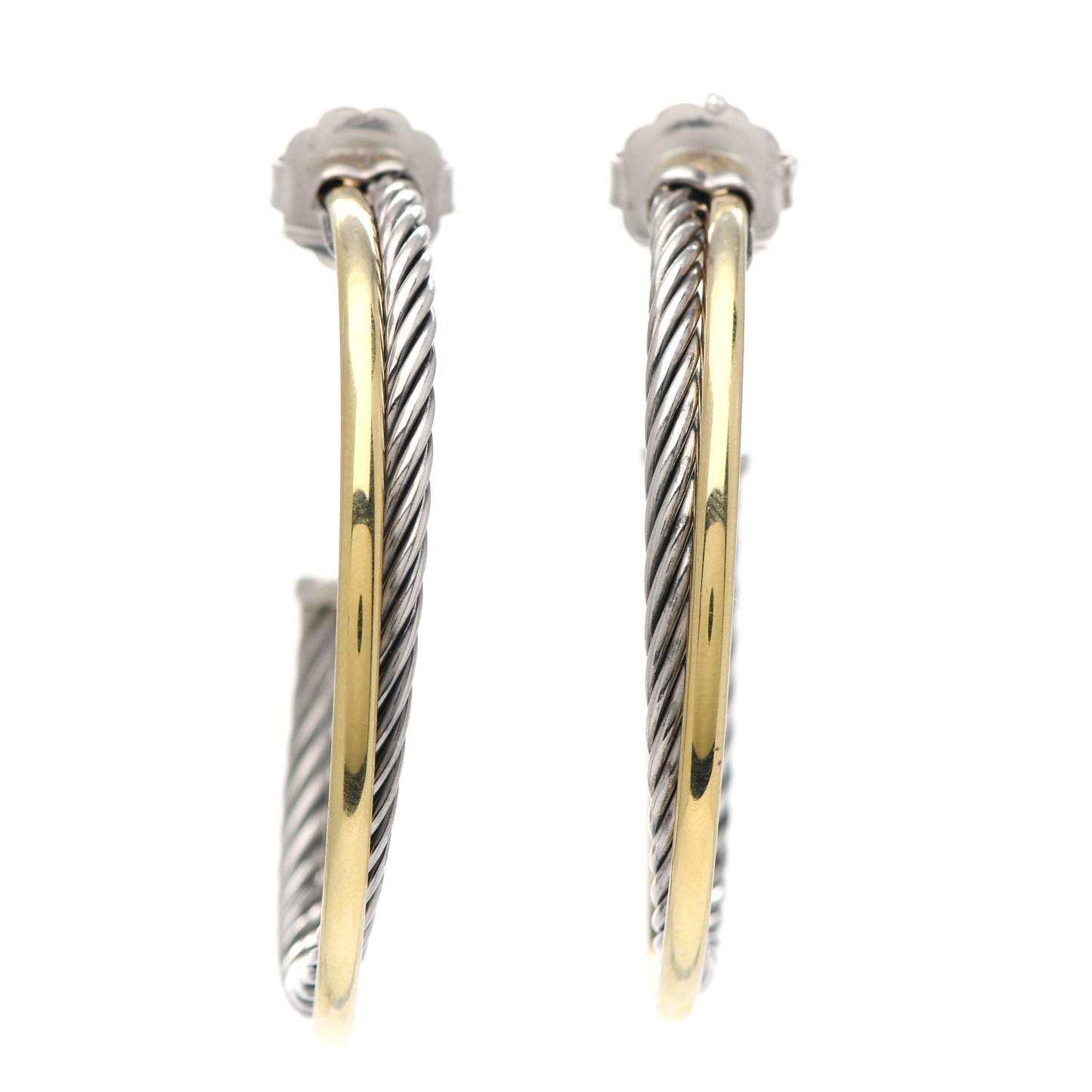 Sterling Silver 18K Yellow Gold 44mm Extra Large Crossover Cable Hoop Earrings