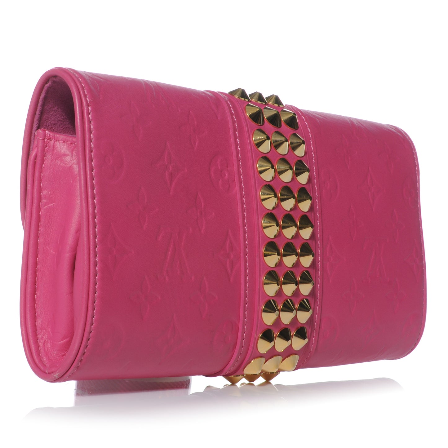 Calfskin Embossed Courtney Pochette Clutch Fuchsia