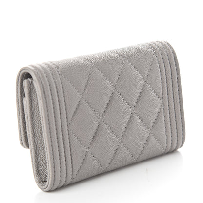 Chanel Caviar Quilted Boy Flap Card Holder Grey 2 of 7