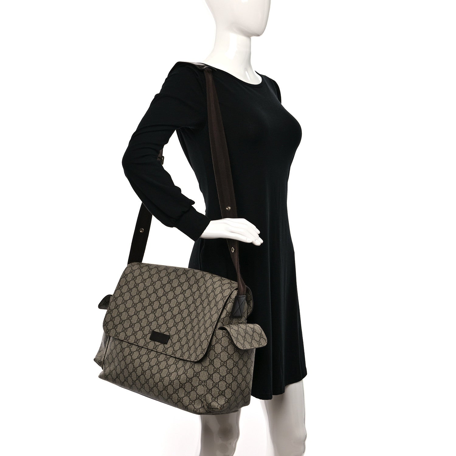 Gucci GG Plus Monogram Messenger Diaper Bag Dark Brown 2 of 16