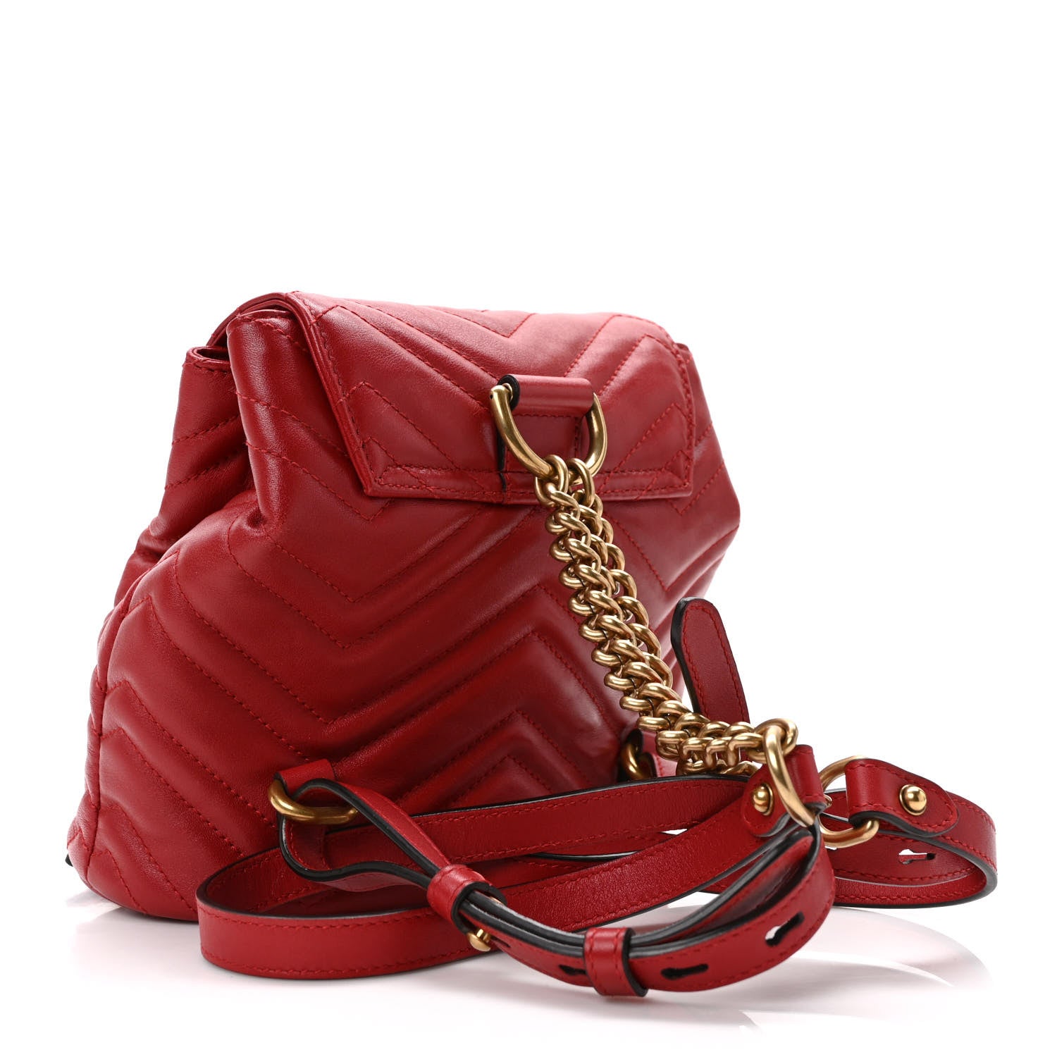 Gucci Calfskin Matelasse GG Marmont Flap Backpack Hibiscus Red 3 of 9