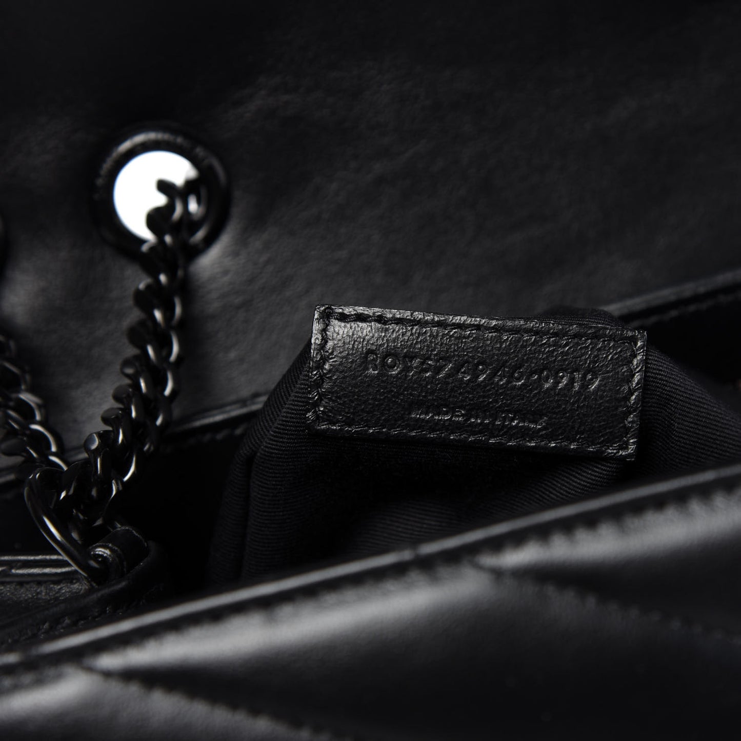 Calfskin Y Quilted Monogram Medium Loulou Chain Satchel Black
