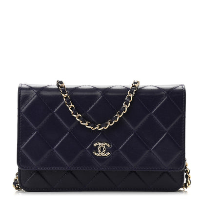 Chanel Lambskin Quilted Wallet On Chain WOC Purple 1 of 13