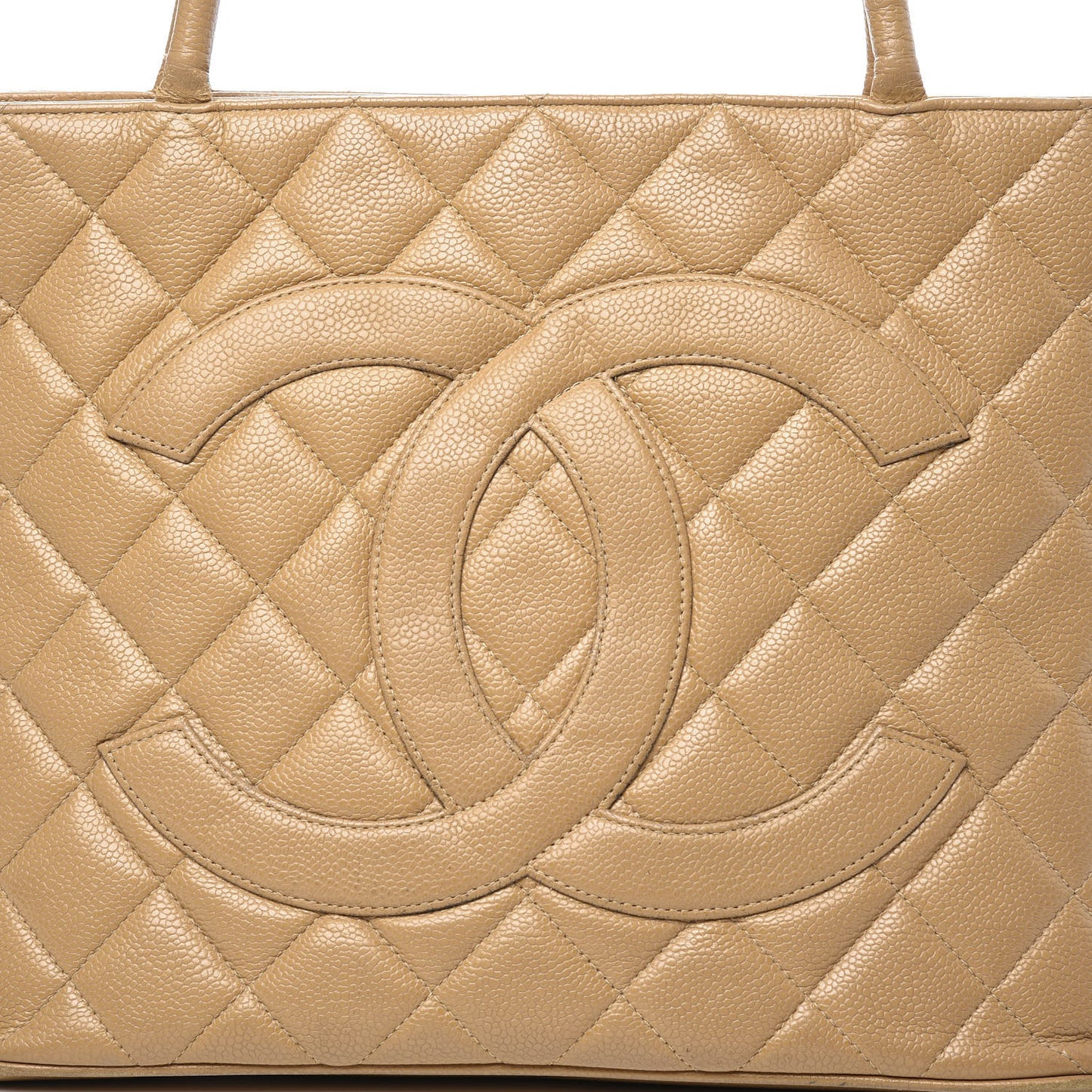 Caviar Quilted Medallion Tote Beige