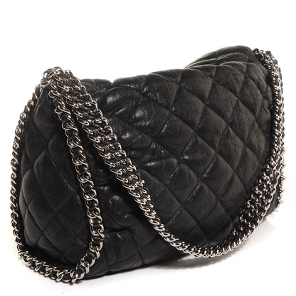 Chanel Crumpled Lambskin Chain Around Hobo Black 3 of 7