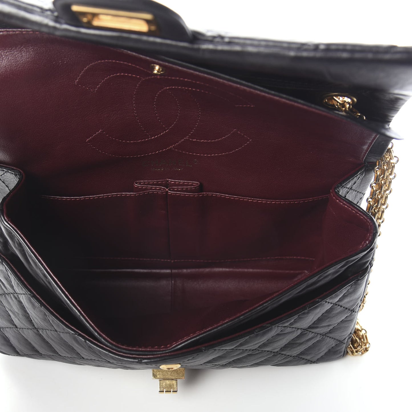 Aged Calfskin Quilted 2.55 Reissue 226 Flap Black