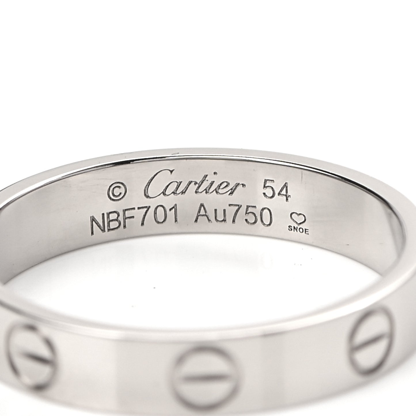 18K White Gold 3.5mm LOVE Wedding Band Ring 54 6.75