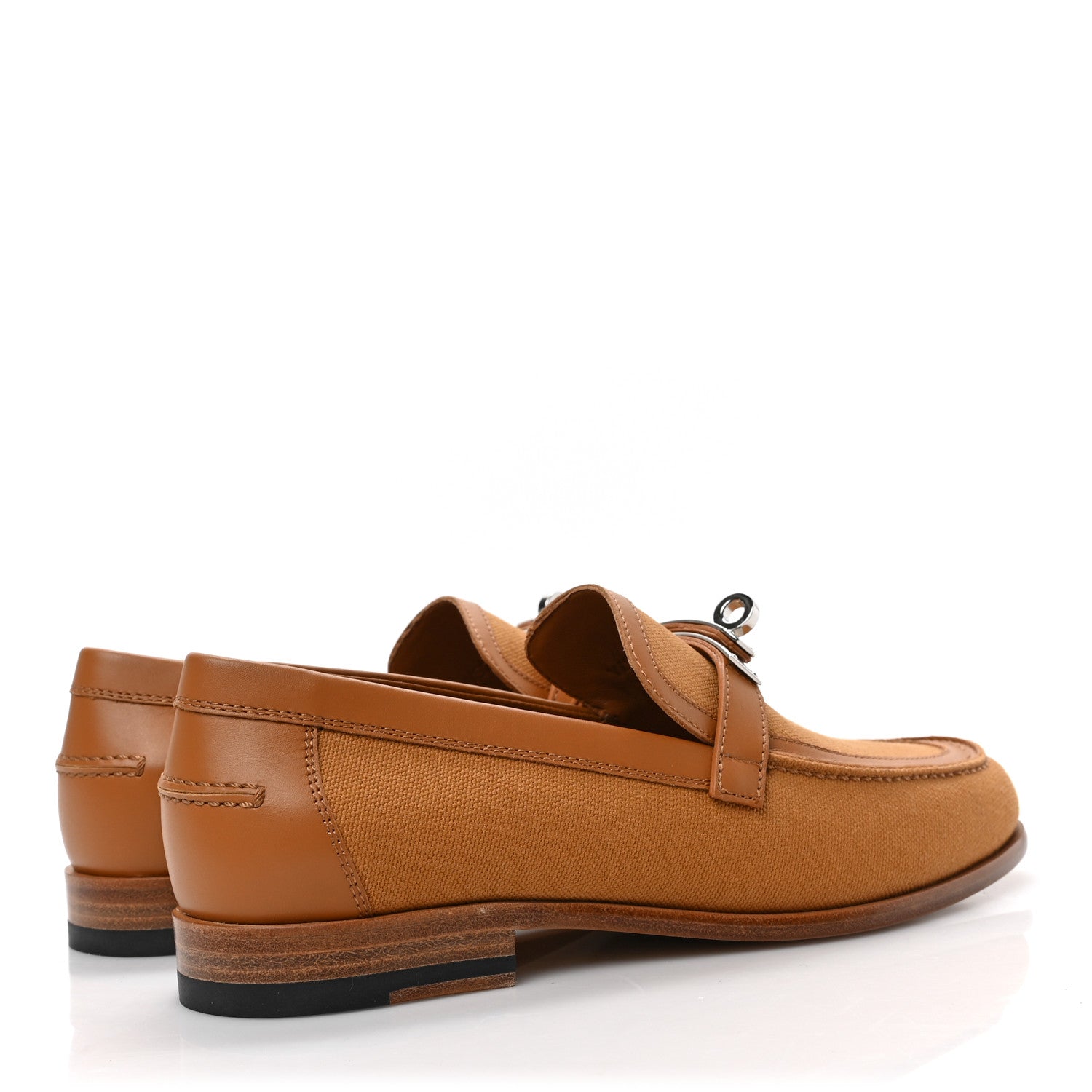 Hermes Calfskin Canvas Womens Destin Loafer 36 Naturel Beige Dore 4 of 8