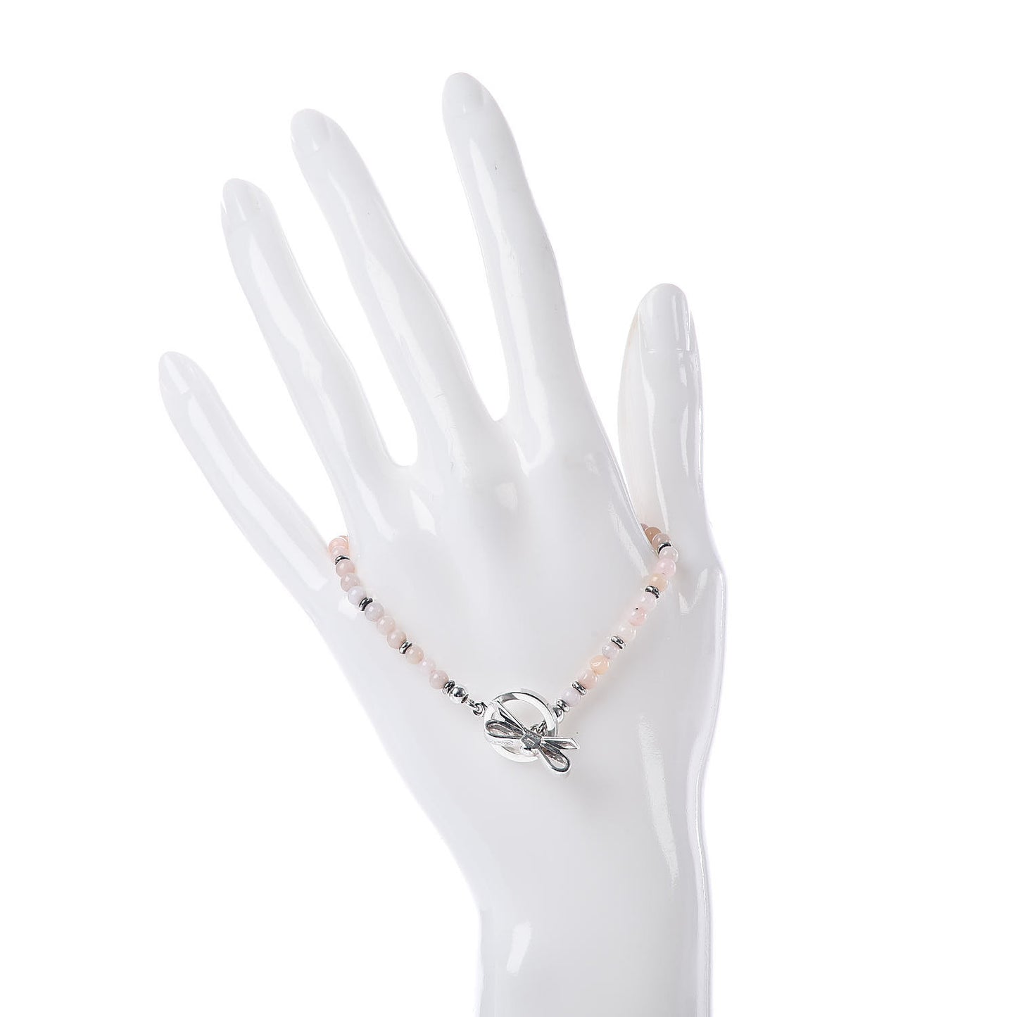 Sterling Silver Opal Bead Bow Bracelet
