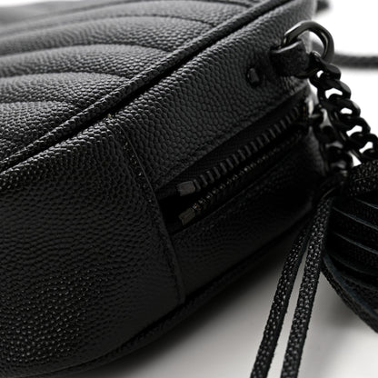 Saint Laurent Grain De Poudre Matelasse Monochrome Monogram Mini Lou Camera Bag Black 11 of 14
