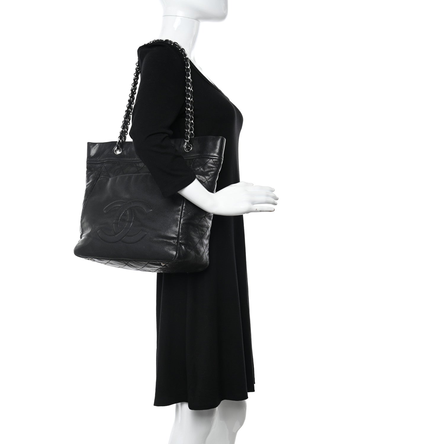 Chanel Soft Caviar Large Timeless CC Shoulder Bag Black 2 of 12