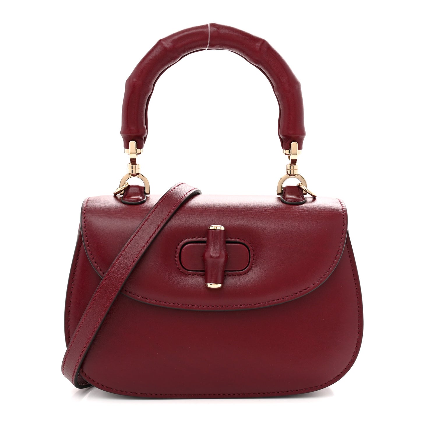 Boarded Dyana Lux Calfskin Web Monochrome Small Bamboo 1947 Top Handle Bag Rosso Ancora