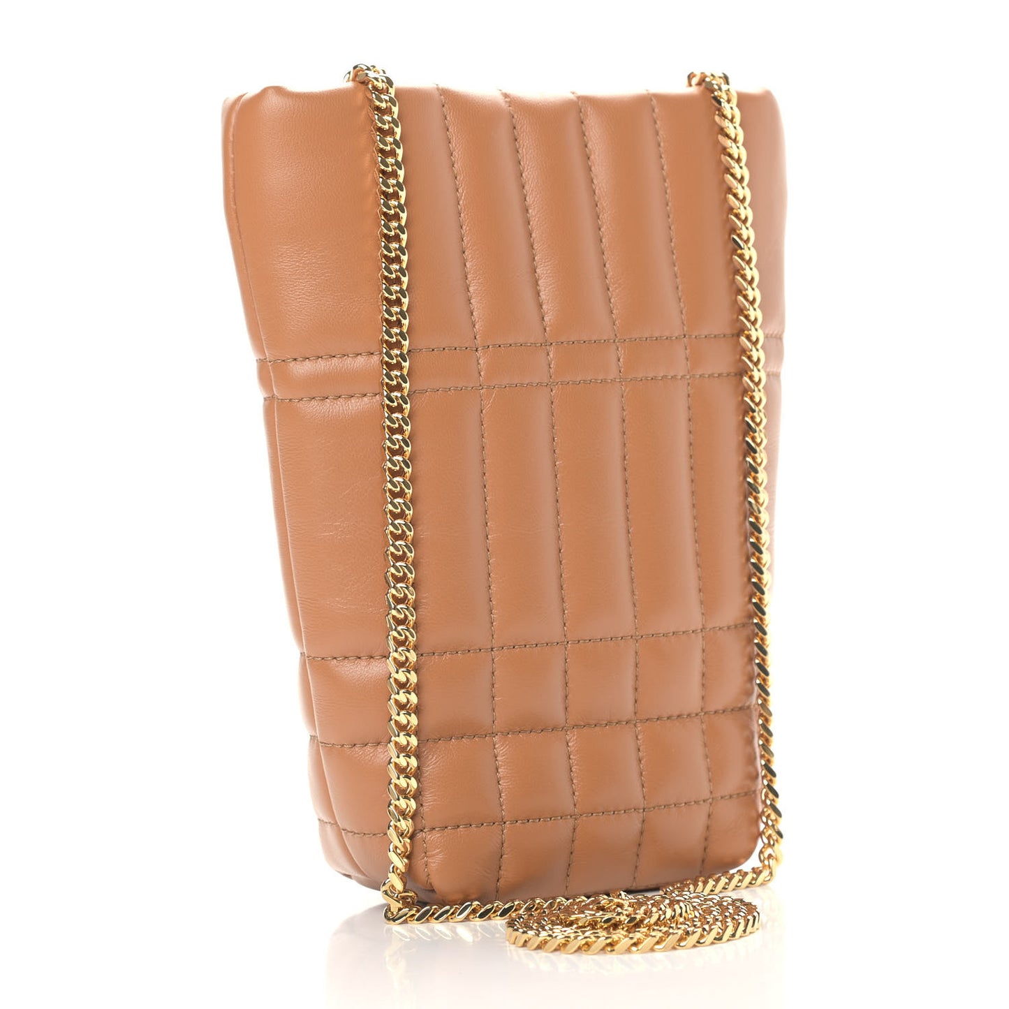 Lambskin Quilted Micro Lola Bucket Bag Maple Brown