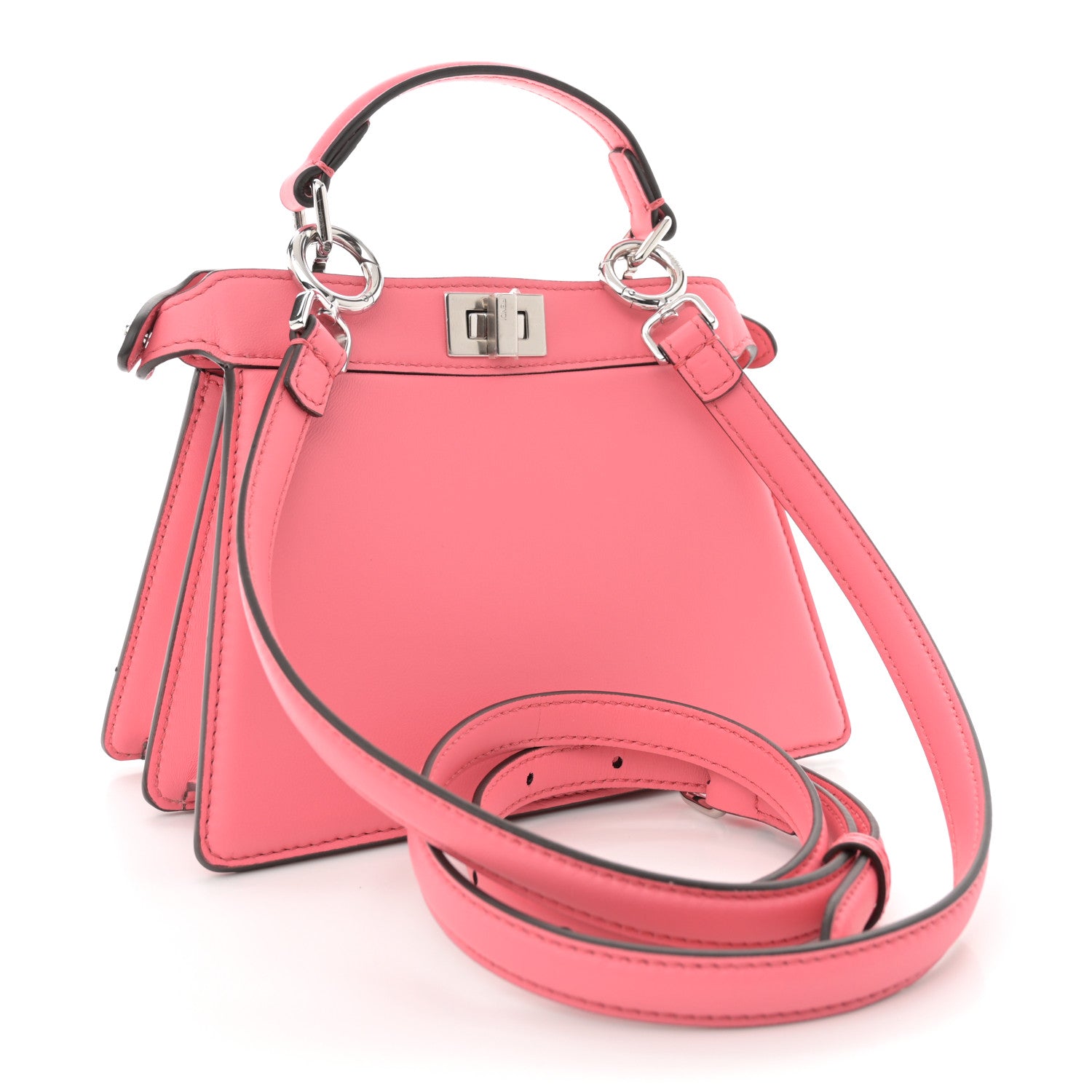 Fendi Shiny Nappa Petite Peekaboo I SEE U Satchel Pink Dalia 3 of 11