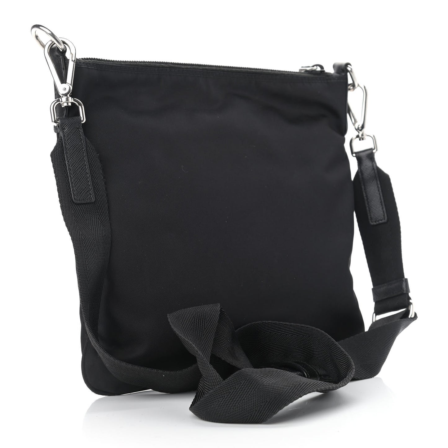 Tessuto Nylon Saffiano Flat Messenger Bag Black