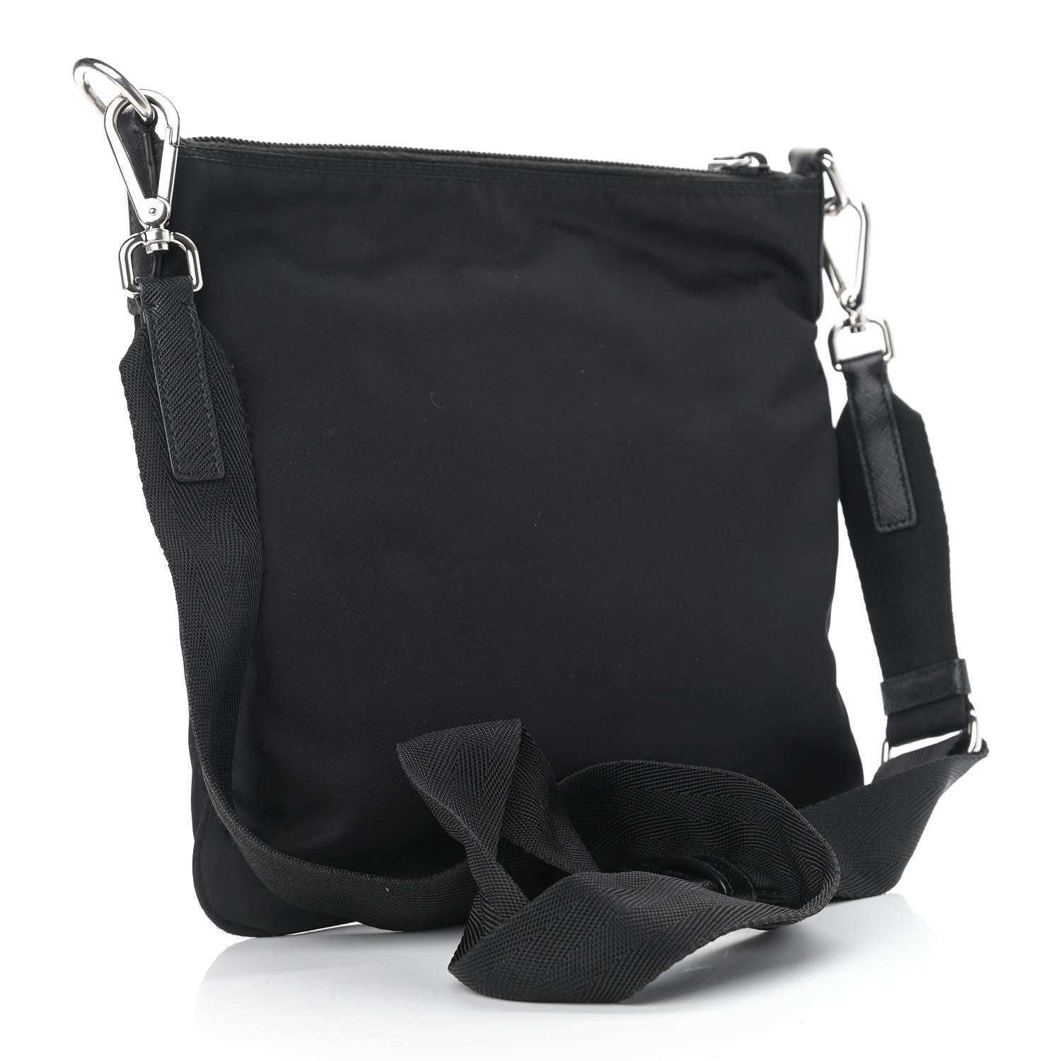 Prada Tessuto Nylon Saffiano Flat Messenger Bag Black 2 of 11