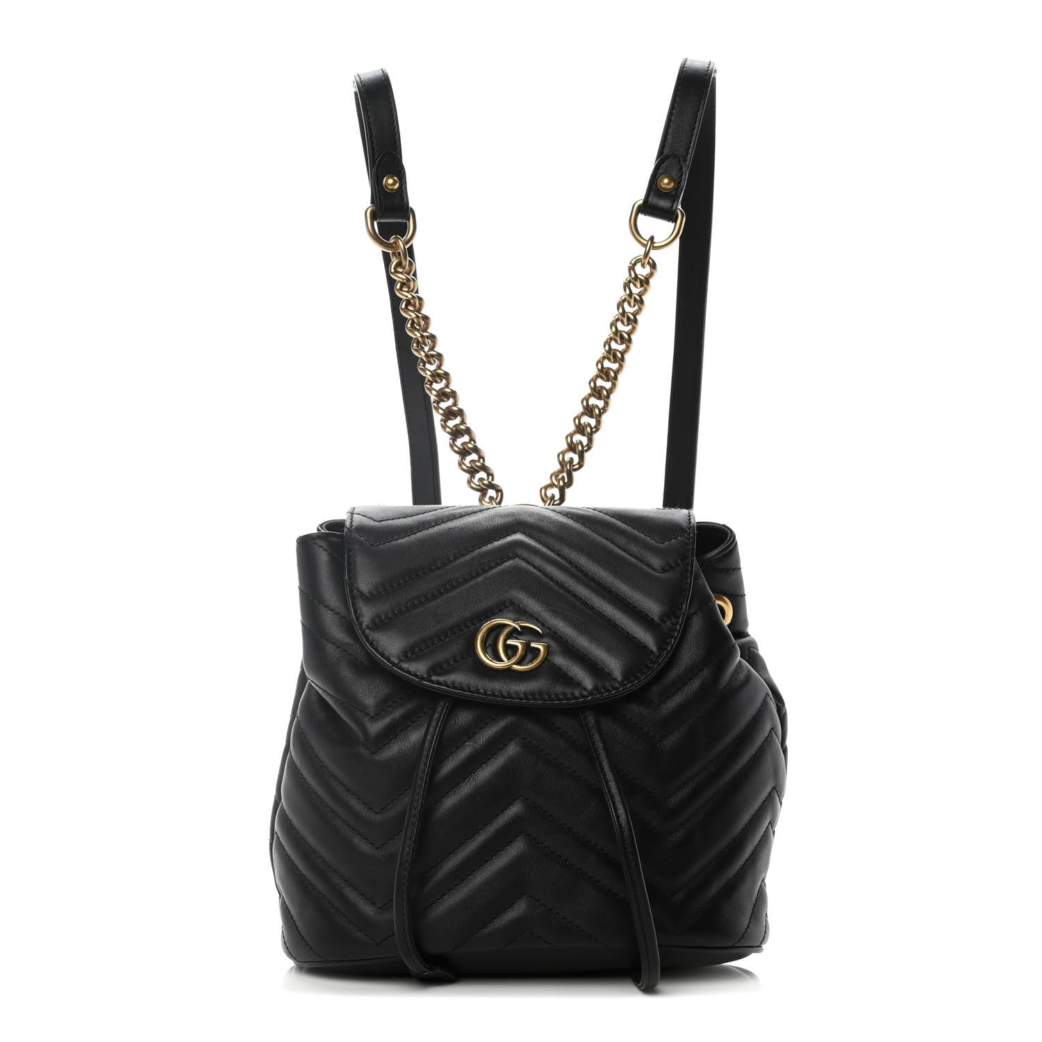 Gucci Calfskin Matelasse GG Marmont Flap Backpack Black 1 of 11