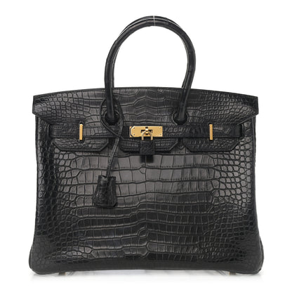 Hermes Matte Porosus Crocodile Birkin 35 Black 1 of 13