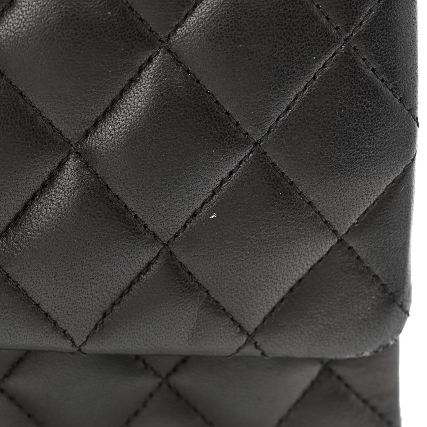 Lambskin Quilted Medium Double Flap Black