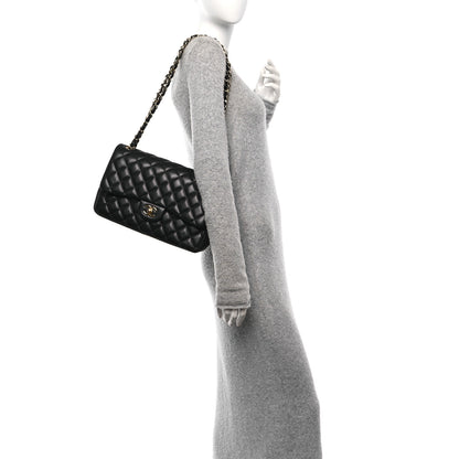 Chanel Lambskin Quilted Jumbo Double Flap Black 2 of 12