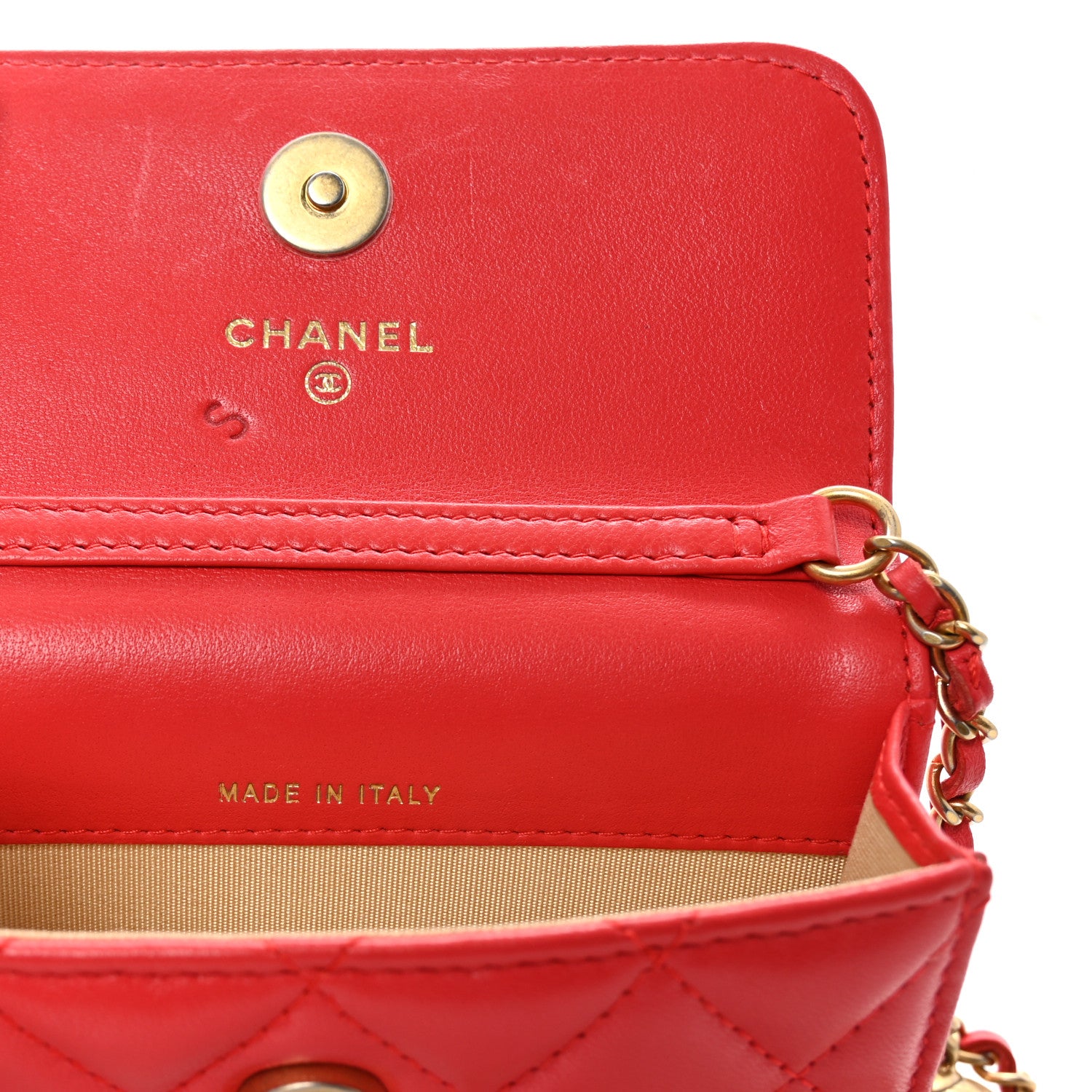 Chanel Lambskin Quilted Pearl Crush Clutch With Chain Red 7 of 11