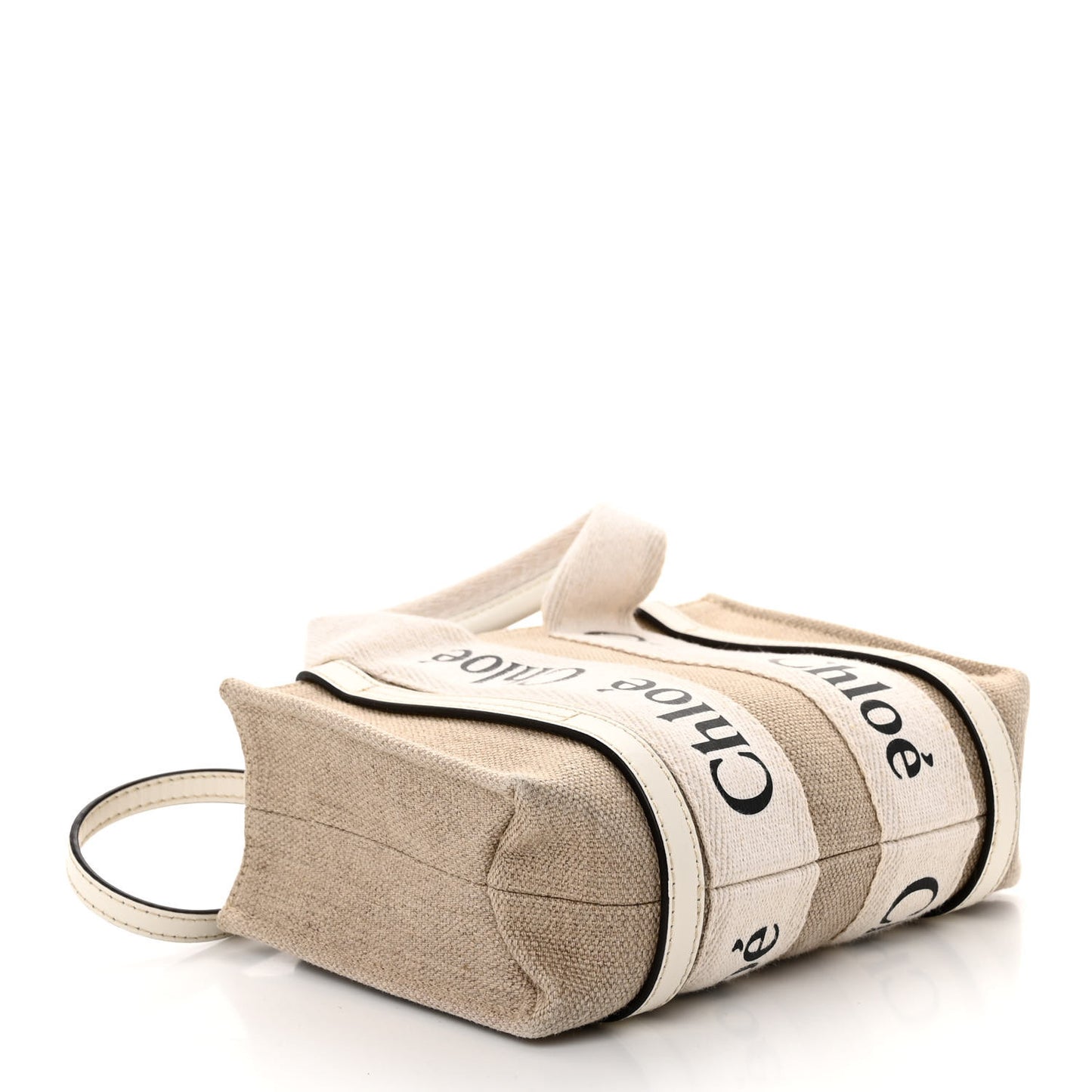 Cotton Calfskin Mini Woody Ribbon Tote White Light Brown
