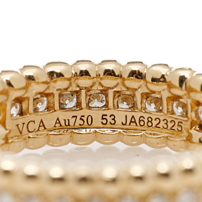 Van Cleef & Arpels 18K Yellow Gold Diamond Perlee 1 Row Ring 53 6.5 4 of 4