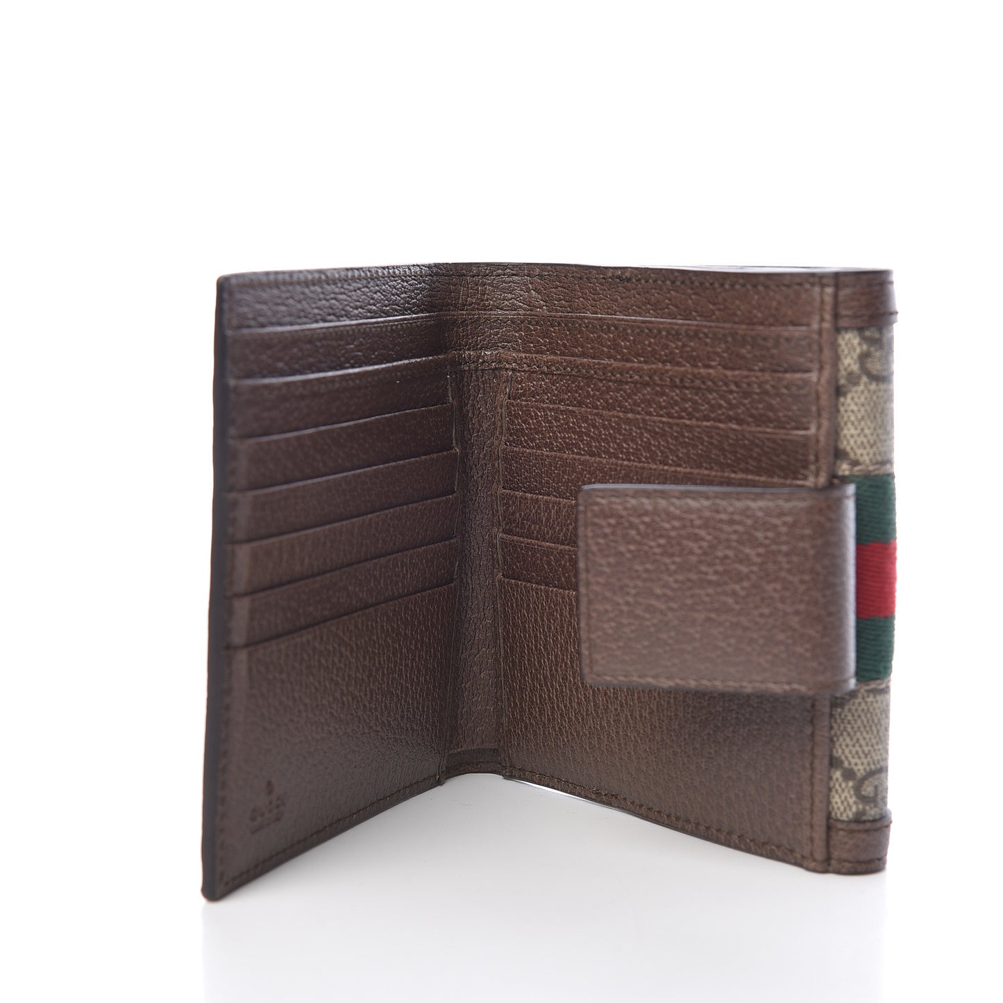 GG Supreme Monogram Web Ophidia French Flap Wallet Beige New Acero