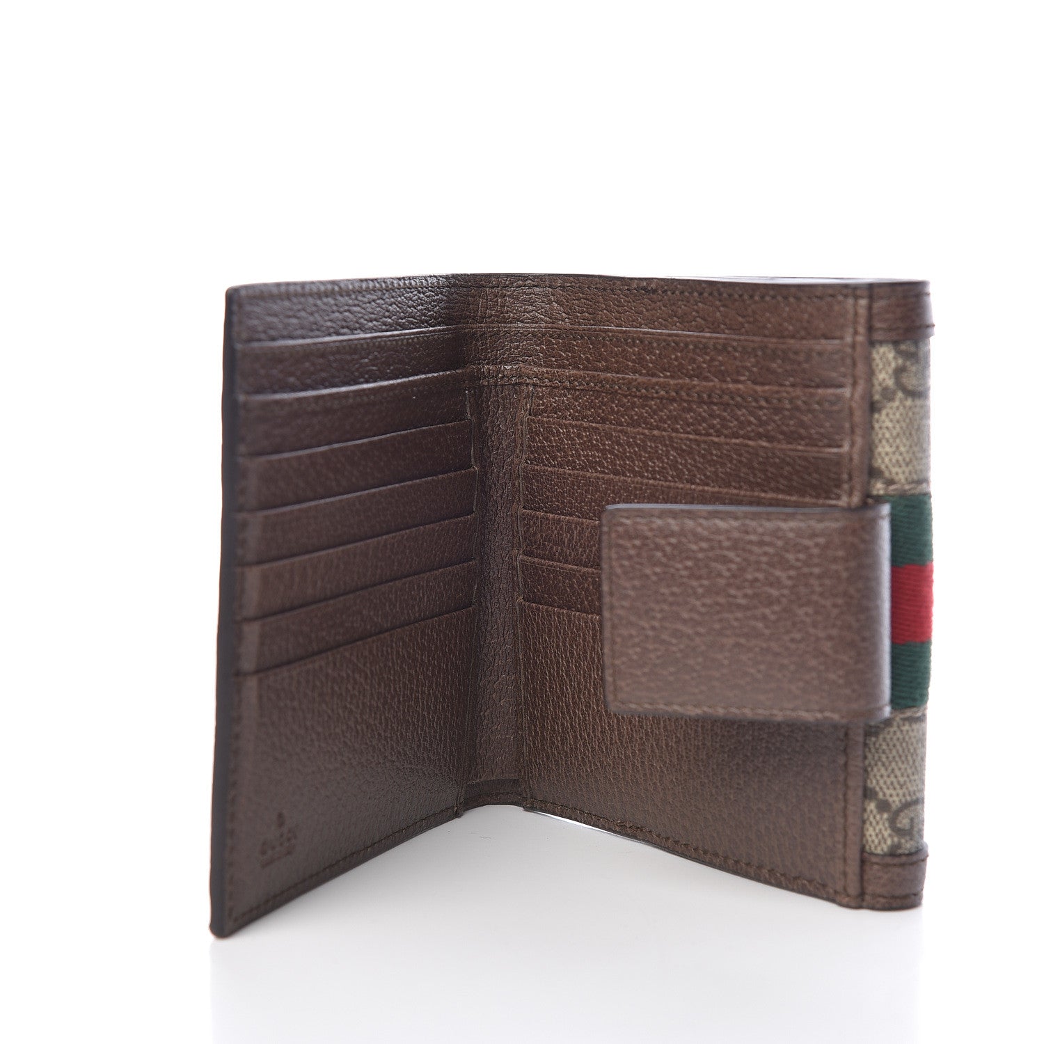 Gucci GG Supreme Monogram Web Ophidia French Flap Wallet Beige New Acero 5 of 8