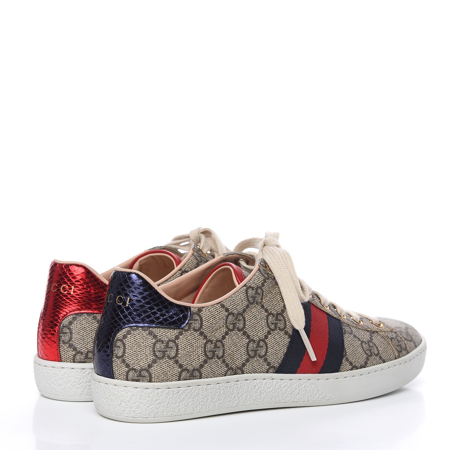Gucci GG Supreme Monogram Womens Ace Low-Top Sneaker 35.5 Beige 4 of 8