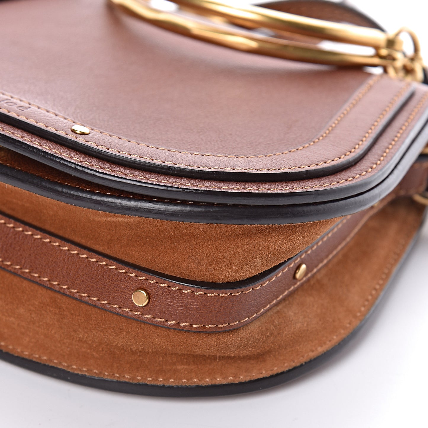 Calfskin Suede Small Nile Bracelet Bag Caramel