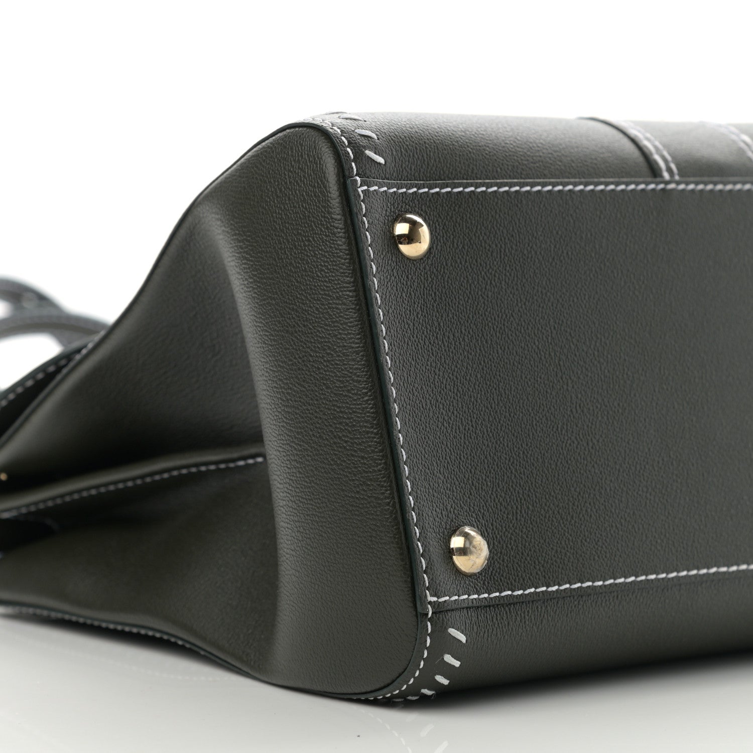 Delvaux Grained Calfskin Rodeo Surpique MM Brillant Satchel British Green 9 of 10