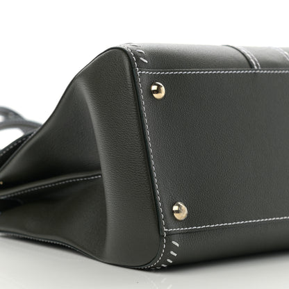 Delvaux Grained Calfskin Rodeo Surpique MM Brillant Satchel British Green 9 of 10