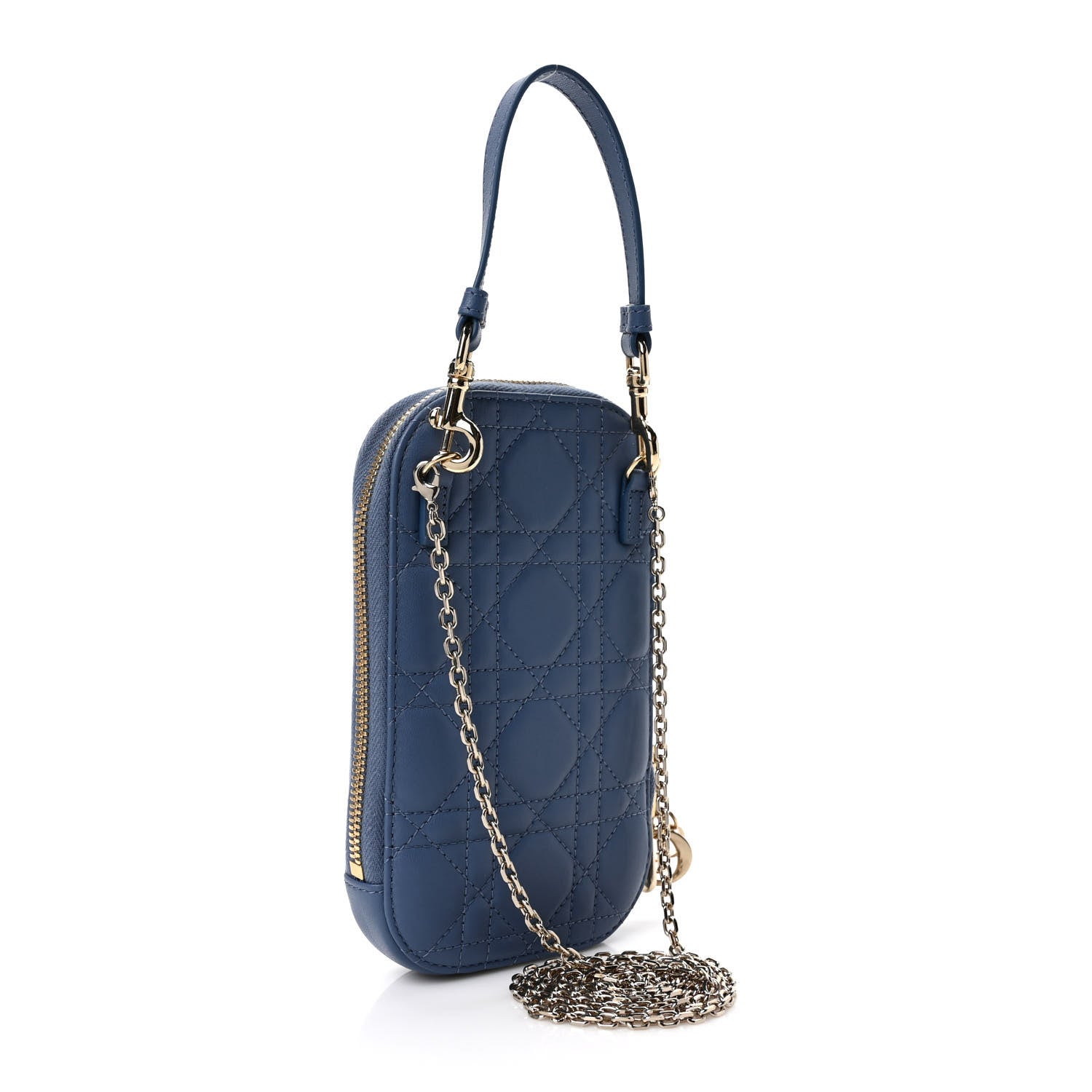 Christian Dior Lambskin Cannage Lady Dior Phone Holder Denim Blue 3 of 8