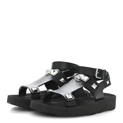 Hermes Calfskin Medor Studded Womens Intuition Sandals 38 Black 4 of 13