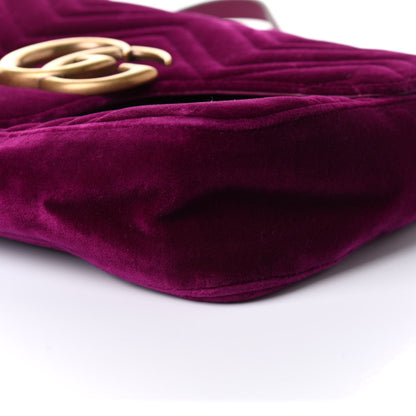 Gucci Velvet Matelasse Medium GG Marmont Shoulder Bag Fuchsia Violet Cyclamen 6 of 11