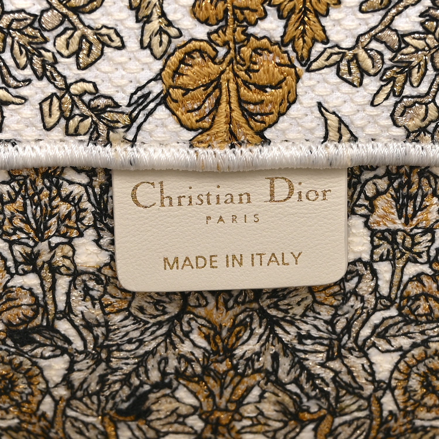 Christian Dior Canvas Embroidered Medium Around The World Book Tote Gold 6 of 10
