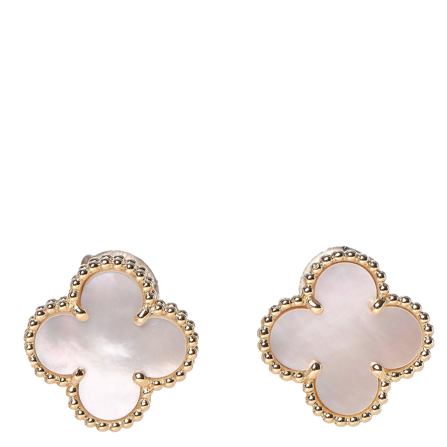18K Yellow Gold Mother of Pearl Vintage Alhambra Earrings