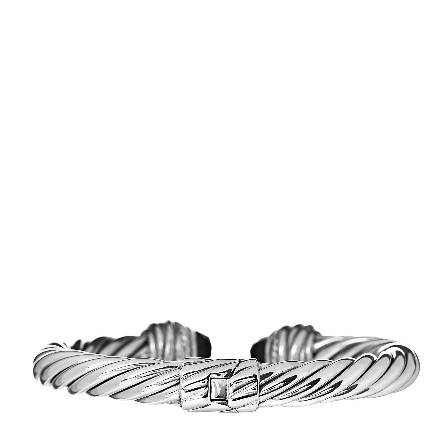David Yurman Sterling Silver Diamond Black Onyx 8.5mm Crossover Hinge Bracelet 3 of 4