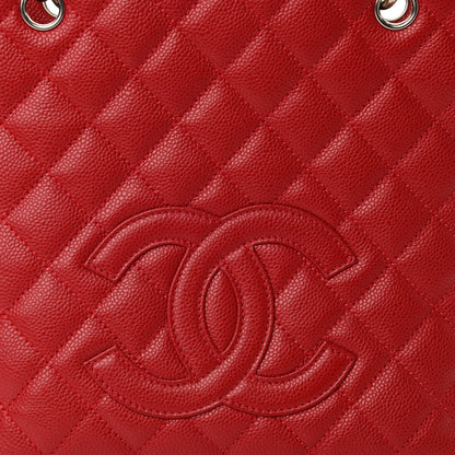 Chanel Caviar Quilted Petit Shopping Tote PST Red 8 of 13