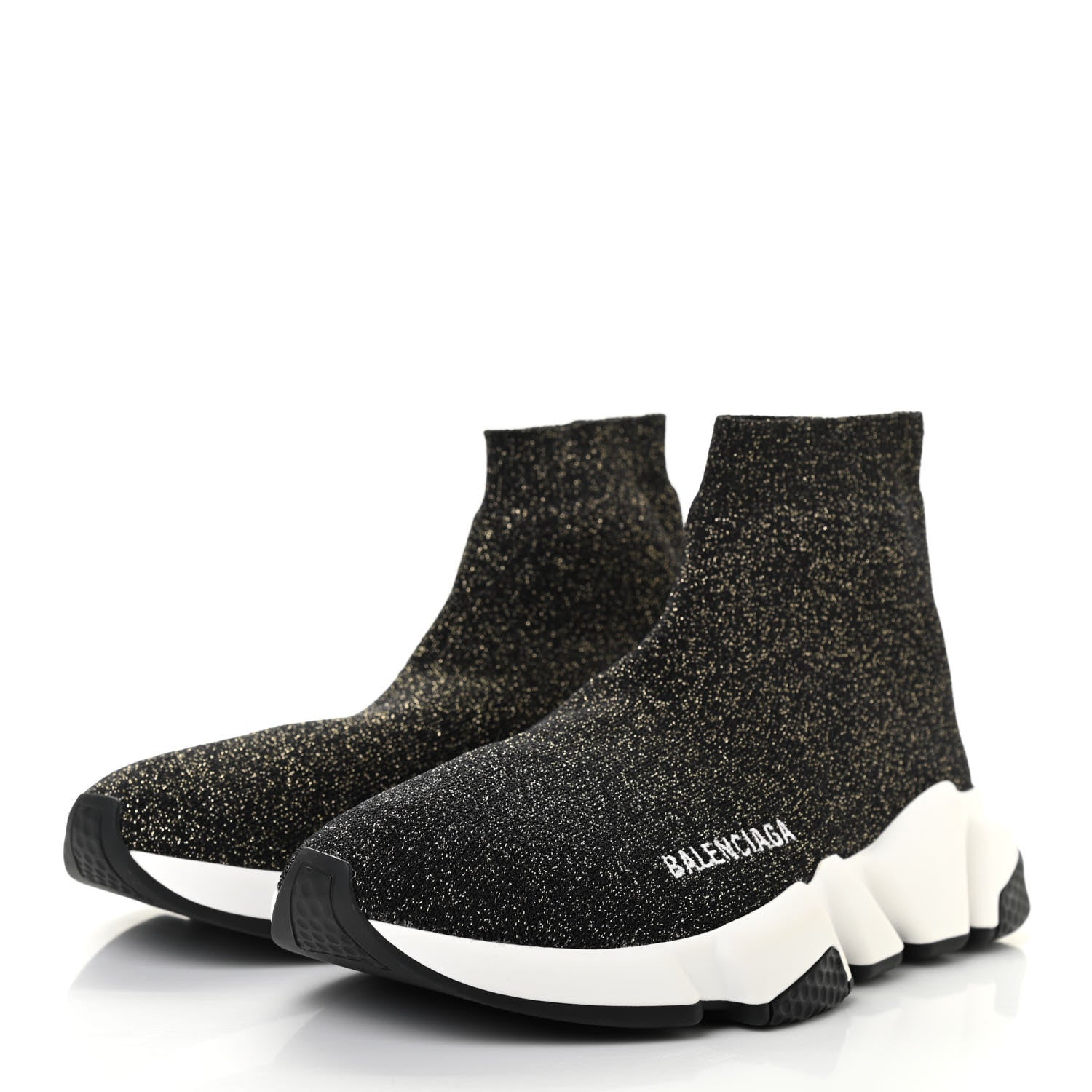 Balenciaga Knit Metal Womens Speed Sneakers 36 Black Gold 3 of 8