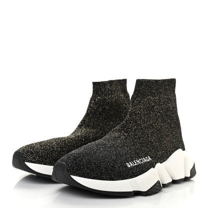 Balenciaga Knit Metal Womens Speed Sneakers 36 Black Gold 3 of 8