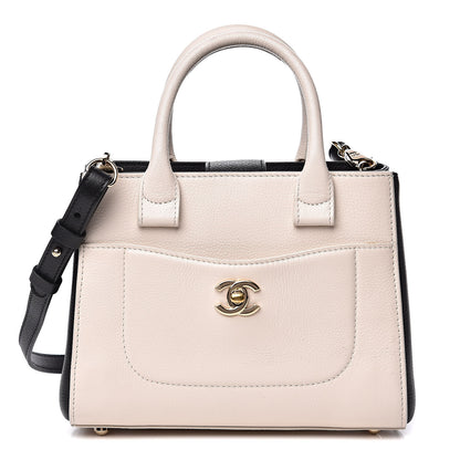 Chanel Grained Calfskin Mini Bi-Color Neo Executive Shopper Tote Beige Black 1 of 12