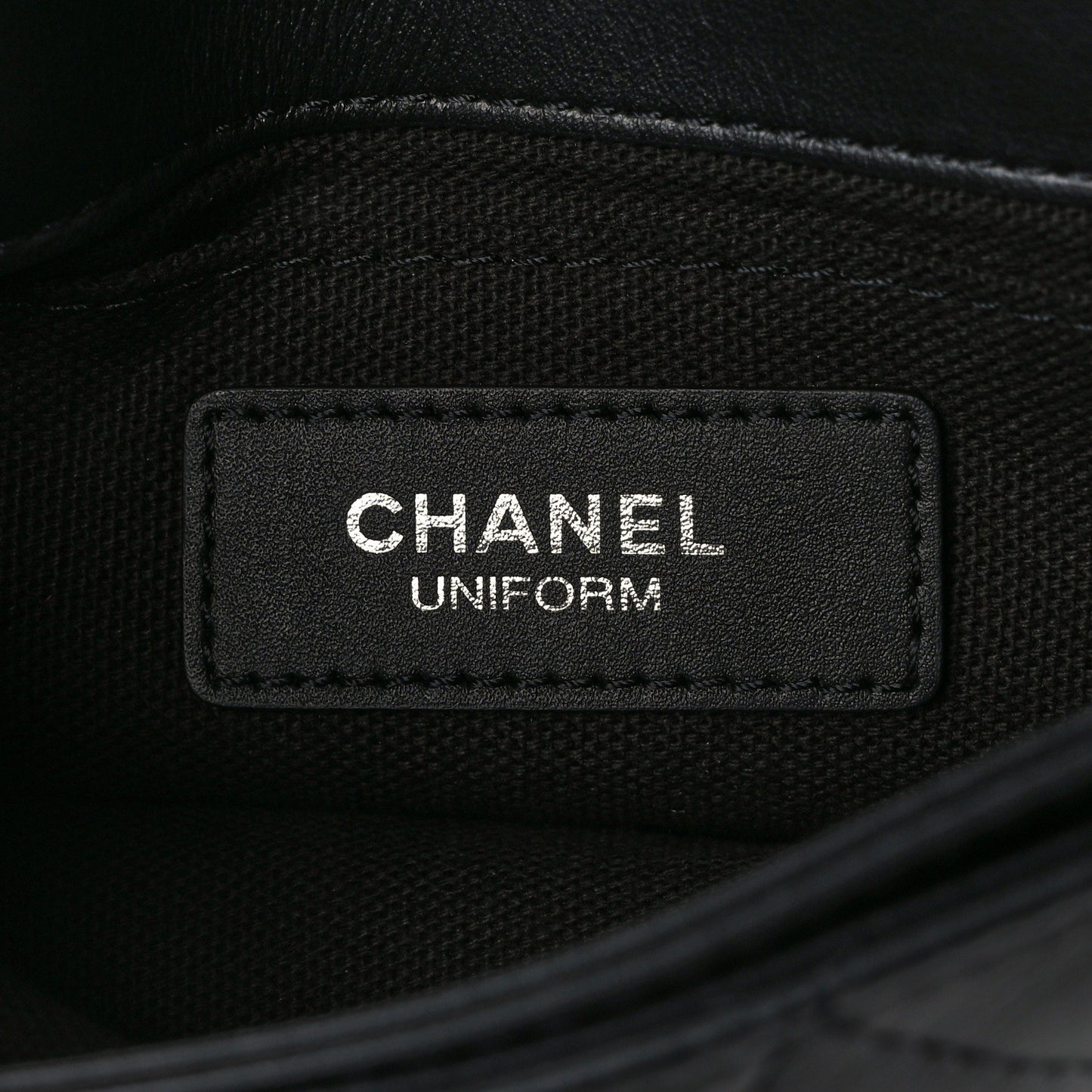 Calfskin Quilted CC Uniform Flap Belt Bag Black